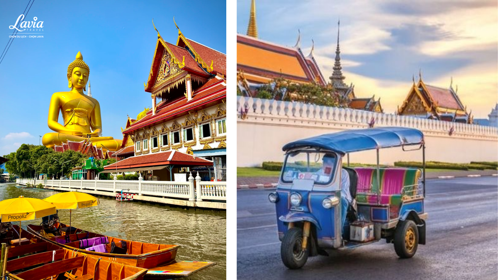 ngồi thuyền và xe tuktuk 