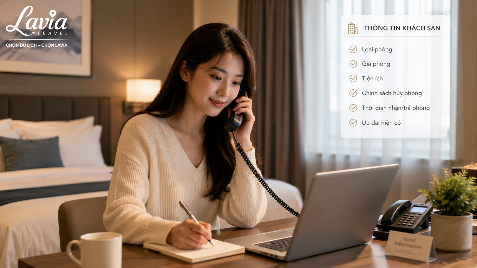 Gọi điện check thông tin phòng 